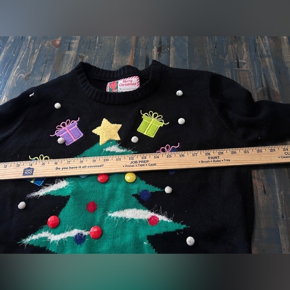 Christmas Sweater Stretchy Holiday Cozy Party Medium Black Light-Up - Picture 6 of 8